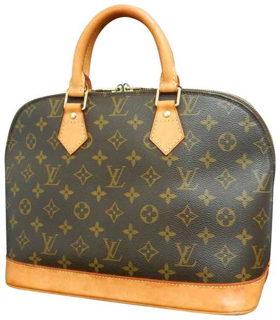 Louis Vuitton Alma Monogram Handbag Purse Brown Leather Satchel
