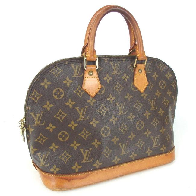 Louis Vuitton Alma Monogram Pm Brown Canvas Leather Satchel