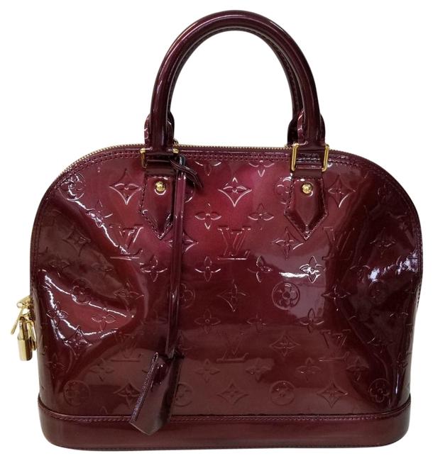 Louis Vuitton Alma Patent Maroon Leather Hobo Bag