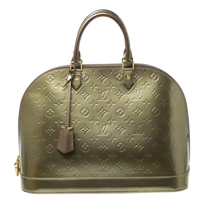 Louis Vuitton Alma Vert Bronze Monogram Vernis Gm Green Satchel