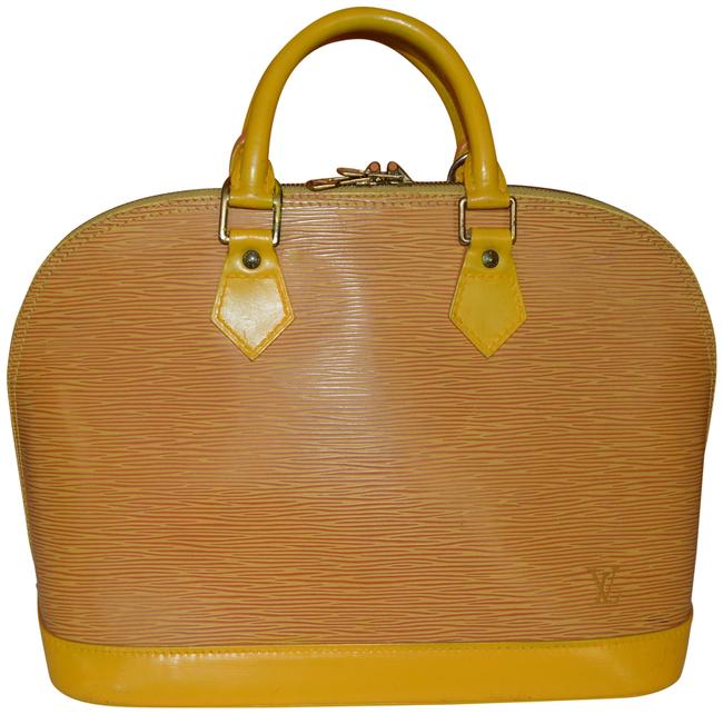 Louis Vuitton Alma Yellow Purple Epi Leather Satchel