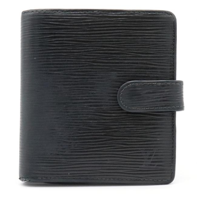 Louis Vuitton Black Noir Epi Portobier Compact Bi fold Leather M63552 Wallet