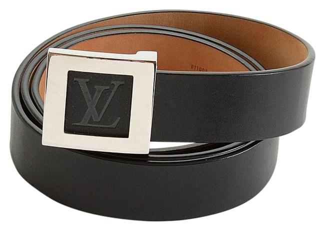 Louis Vuitton Black Rdc10991 Leather Ceinture Lv Stamp Belt
