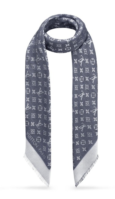 Louis Vuitton Blue Denim Shawl Monogram ScarfWrap