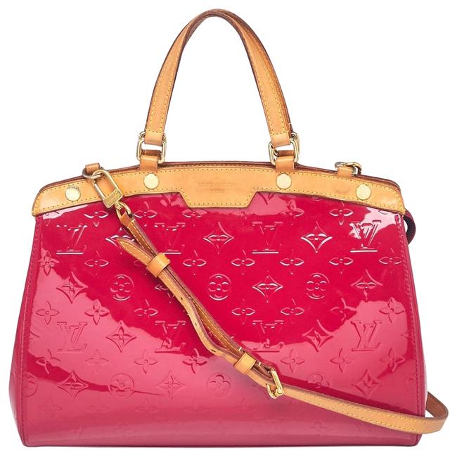 Louis Vuitton Brea Rose Indian Monogram Vernis Mm Red Satchel