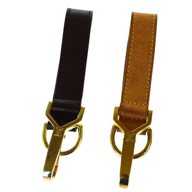 Louis Vuitton Brown Black 2 Pile Carry Bag Handle Leather Belt