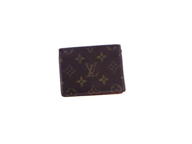 Louis Vuitton Brown Business Card Id Monogram Canvas Leather Slim Case Wallet