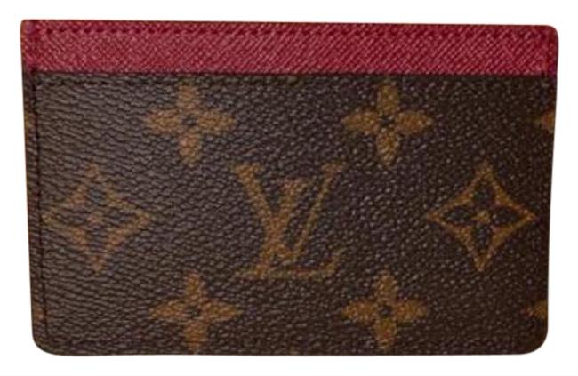 Louis Vuitton Brown New Monogram Fuchsia Card Id Holder Wallet
