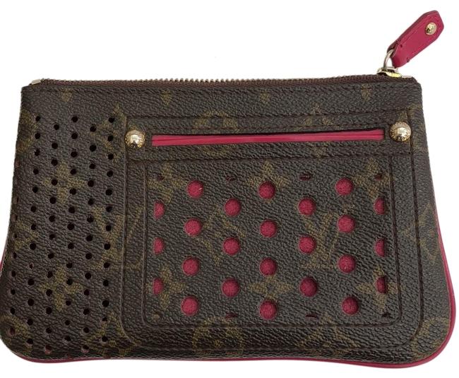 Louis Vuitton Brown Pink Pochette Perforated Wallet