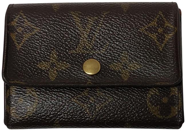Louis Vuitton Brown Porte Monogram Monnaie Plat Coin Case Wallet