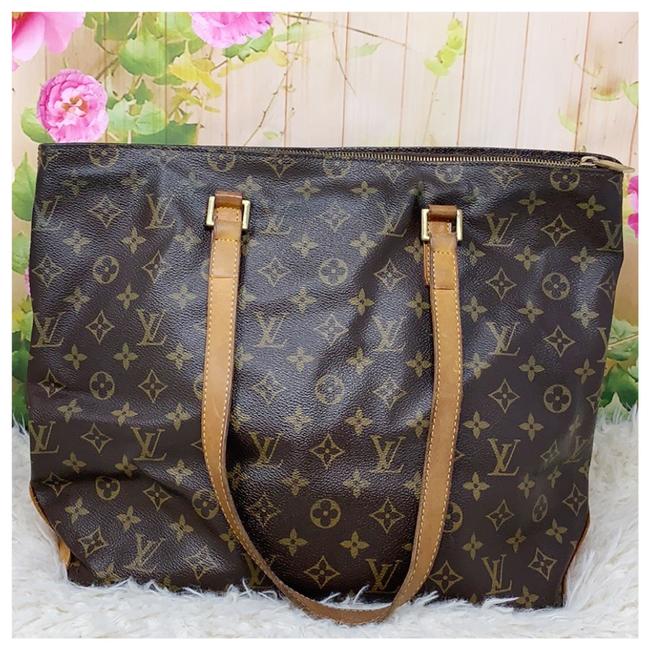 Louis Vuitton Cabas Mezzo Brown Leather Tote