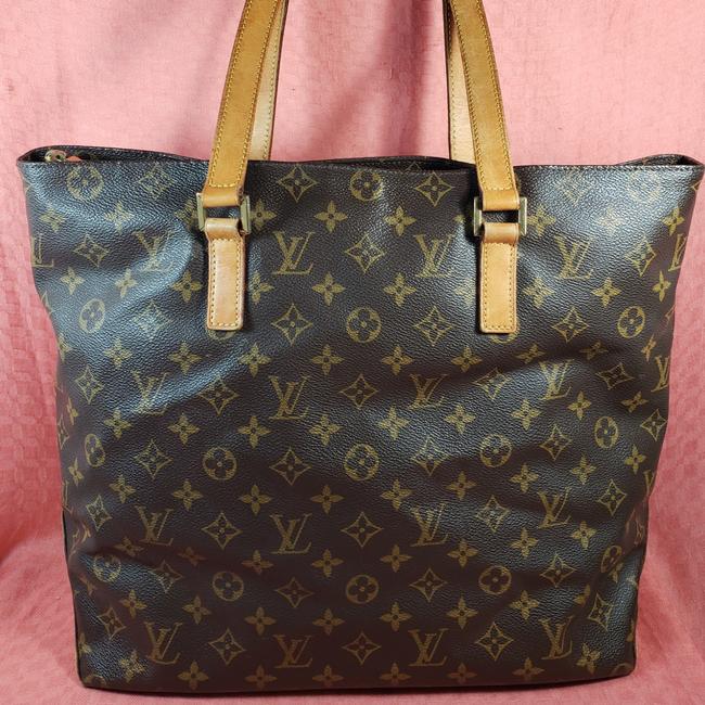 Louis Vuitton Cabas Mezzo Monogram Brown Leather Tote