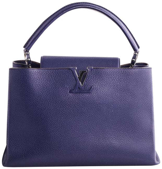 Louis Vuitton Capucines Mm Blue Taurillon Leather Tote