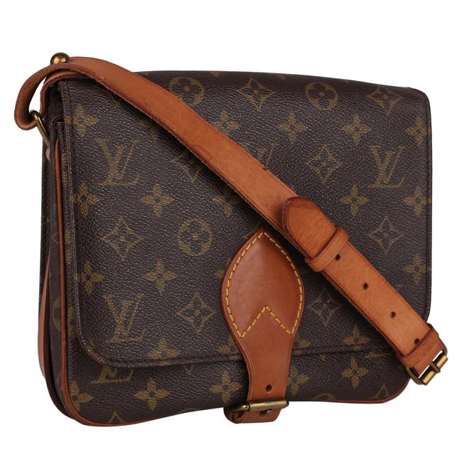 Louis Vuitton Cartouchiere Mm 8180 Brown Canvas Cross Body Bag