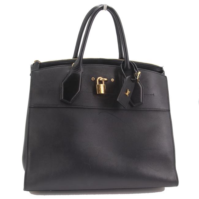 Louis Vuitton City Steamer Handbag Mm Black Leather Tote