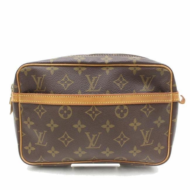 Louis Vuitton Compiegne 23 Browns Monogram Canvas Leather Clutch