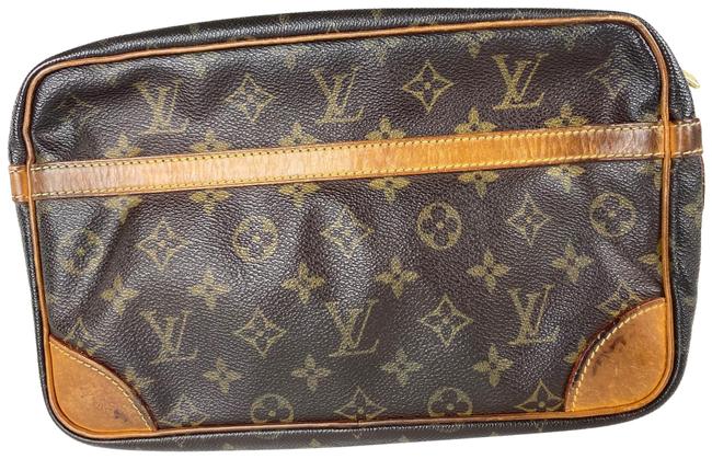 Louis Vuitton Compiegne Monogram 28 13lva61 Brown Coated Canvas Clutch