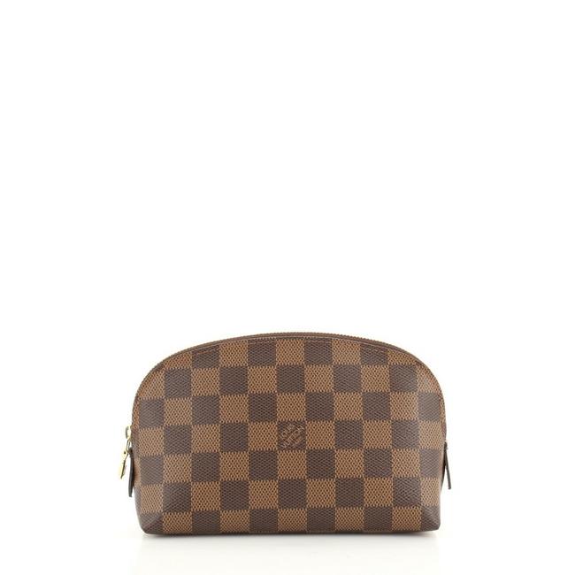 Louis Vuitton Cosmetic Pouch Damier Brown Leather Clutch