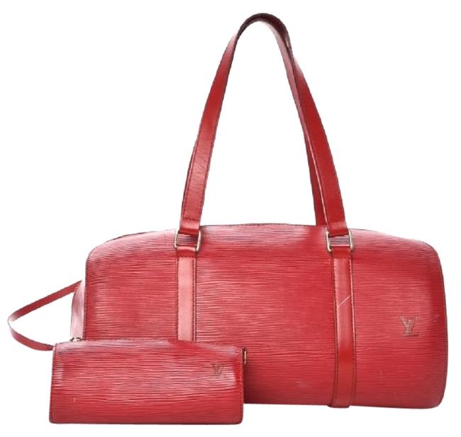 Louis Vuitton Epi Soufflout Handbag Red Leather Satchel