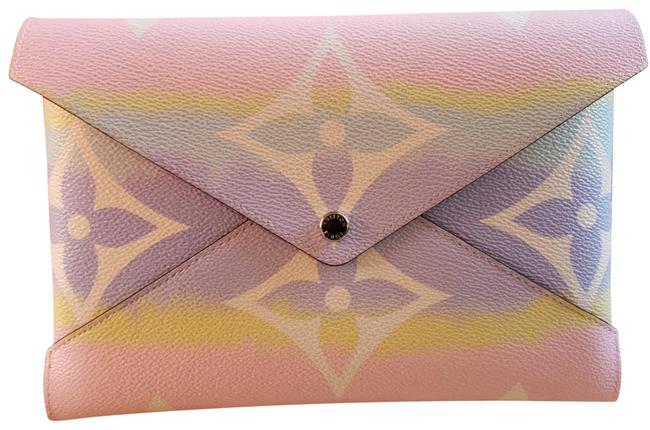 Louis Vuitton Escale Kirigami Large Pouch Pastel Pink Coated Canvas Clutch