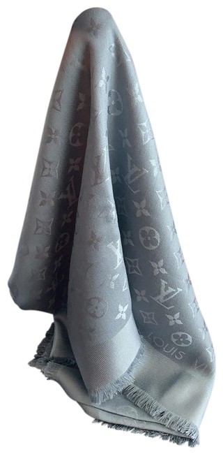 Louis Vuitton Greyish Light Blue Monogram Shawl ScarfWrap