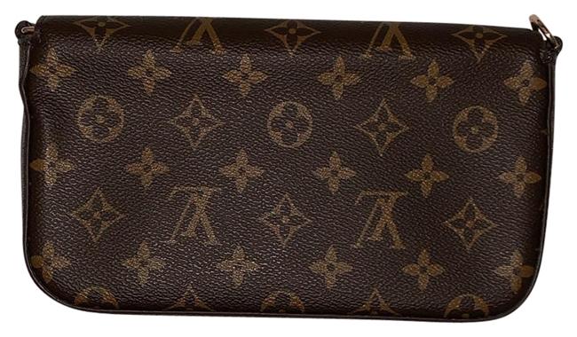 Louis Vuitton Leather Brown Monogram Mini Canvas Clutch