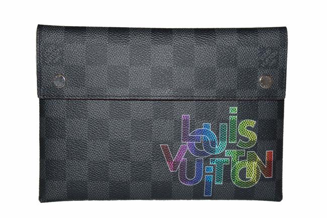 Louis Vuitton Alpha Mm Pouch BlackGrey Damier Graphite Canvas Clutch