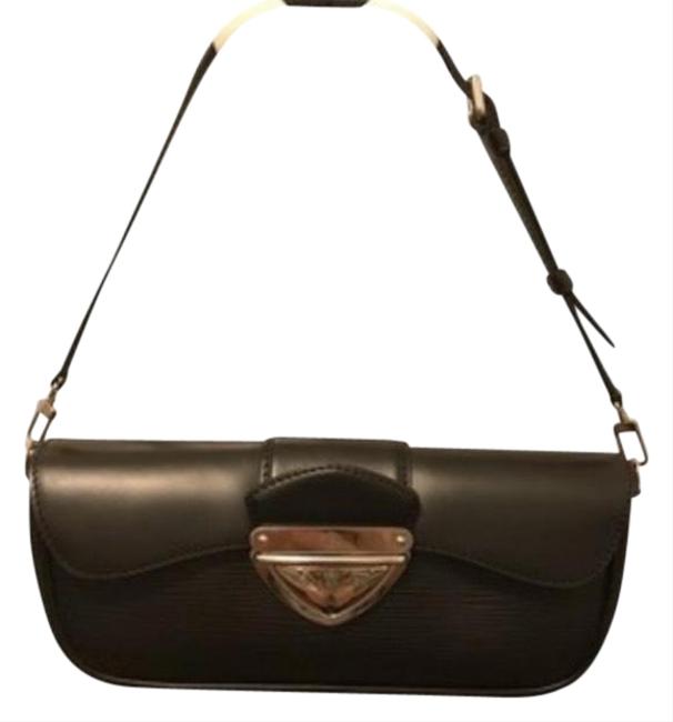 Louis Vuitton Montaigne Handbag Black Leather Baguette
