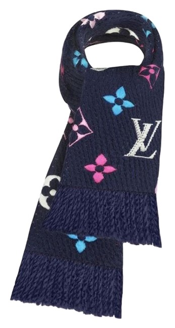 Louis Vuitton Navy Logomania Rainbow Wool ScarfWrap