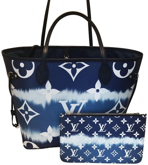 Louis Vuitton Neverfull Lv Escale Mm Blue Tie Dye Monogram Canvas Tote