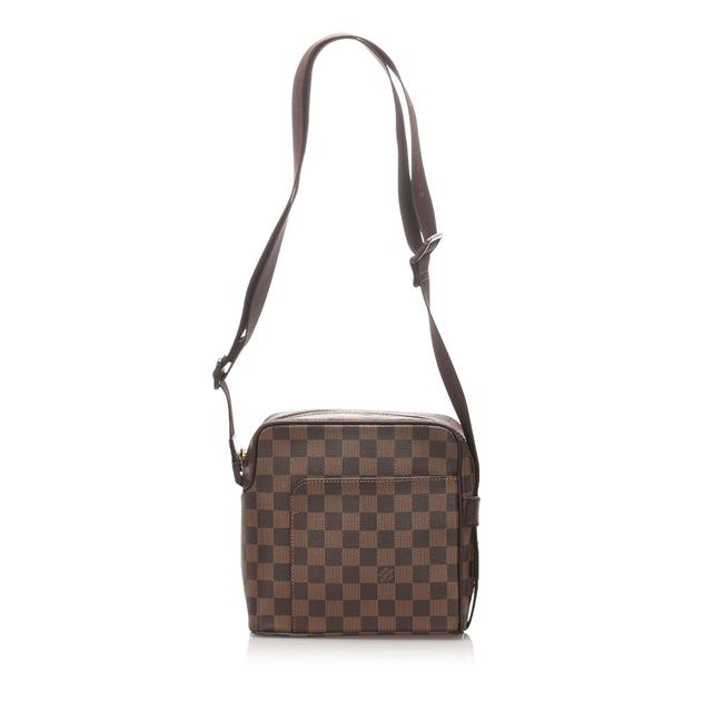 Louis Vuitton Olav Damier Ebene Pm Brown Leather Cross Body Bag