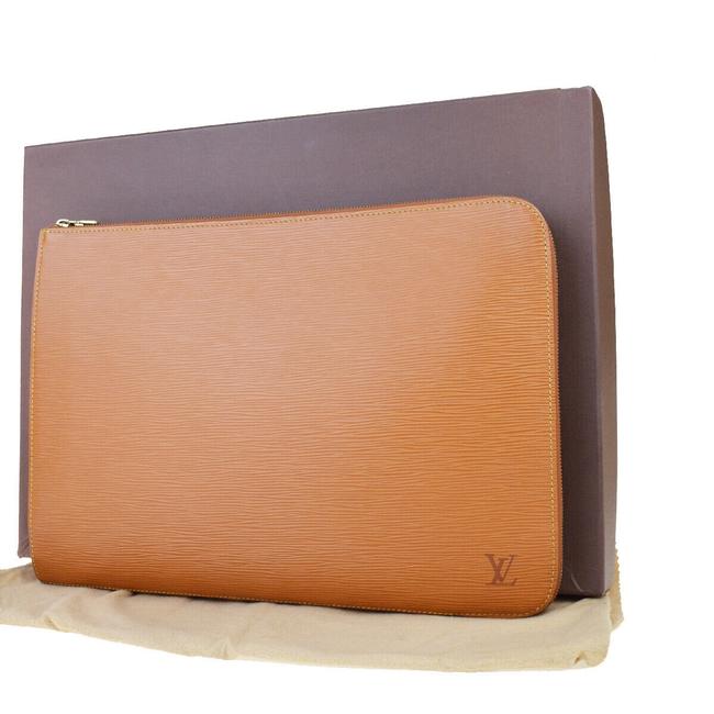 Louis Vuitton Poche Documents Hand Brown Epi Leather Clutch