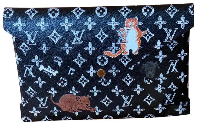 Louis Vuitton Pochette Kirigami Catogram Black Orange Coated Canvas Clutch