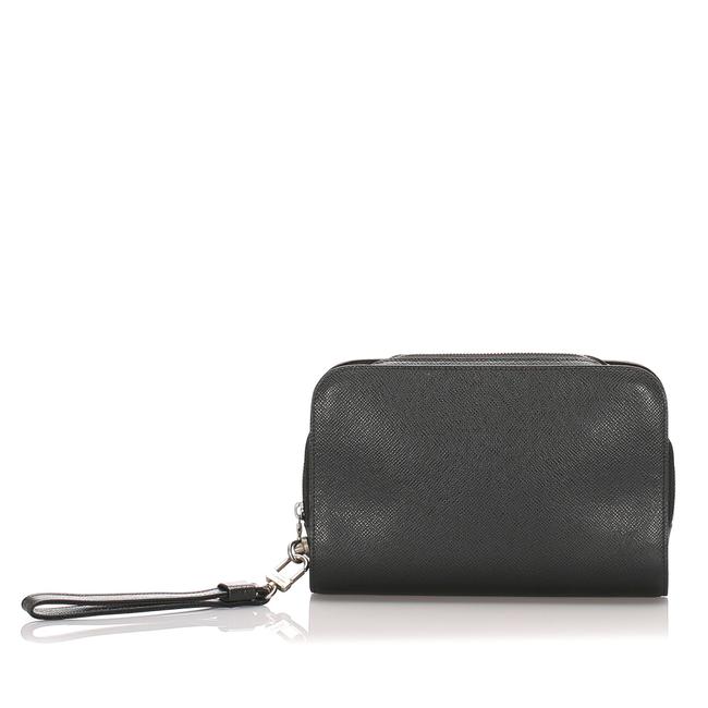 Louis Vuitton Pochette Taiga Baikal Black Leather Clutch