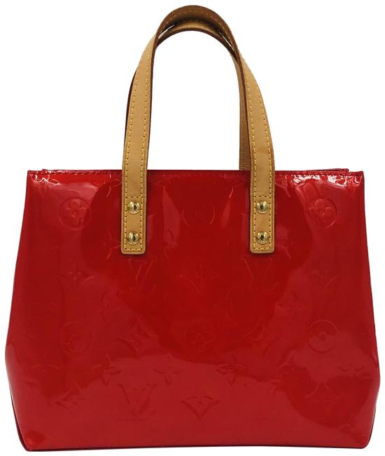 Louis Vuitton Reade Handbag Cards M91088 Red Monogram Vernis Leather Satchel