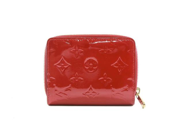 Louis Vuitton Red Zippy Organizer Pomme Damour Monogram Vernis Wallet