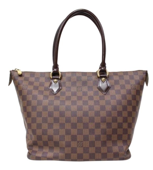 Louis Vuitton Saleya Mm In Damier Azur Brown Canvas Tote