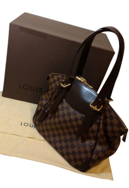 Louis Vuitton Shoulder Bag Verona Preowned Mm Damier Ebene Brown Canvas Tote