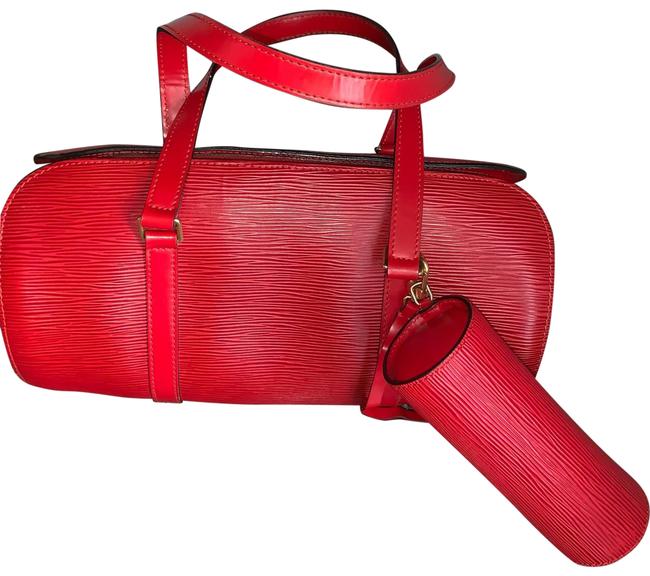 Louis Vuitton Soufflot Handbag Red Epi Leather Satchel