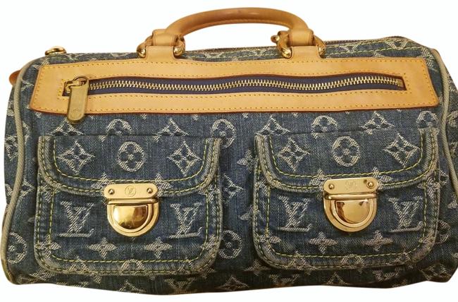 Louis Vuitton Speedy Blue Denim with Leather Handles and Lining Satchel