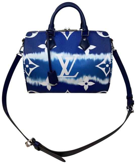 Louis Vuitton Speedy Lv Escale 30 Banouliere Bleu Blue Coated Canvas Satchel