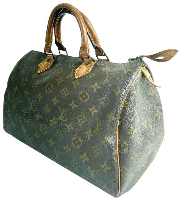 Louis Vuitton Speedy Monogram 30 1lv63 Brown Coated Canvas Satchel