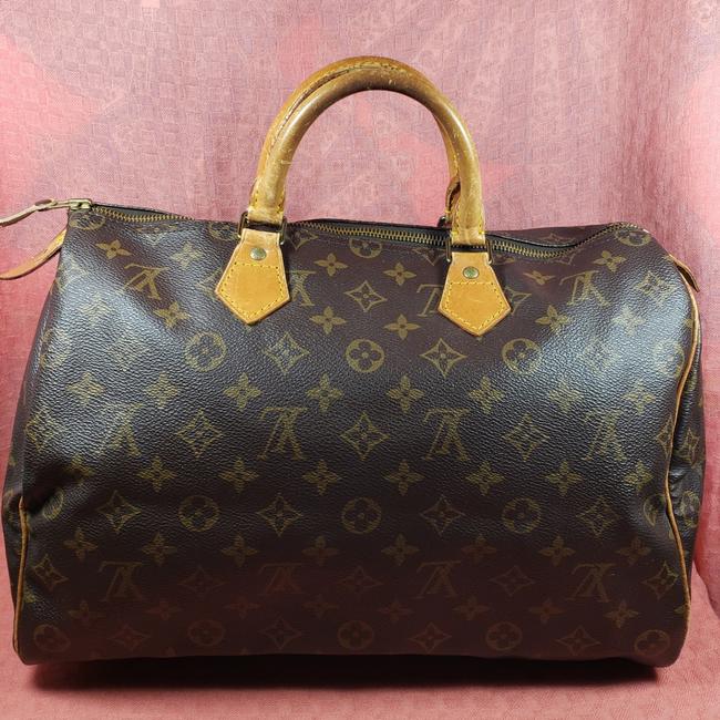 Louis Vuitton Speedy Monogram 35 Brown Leather Satchel