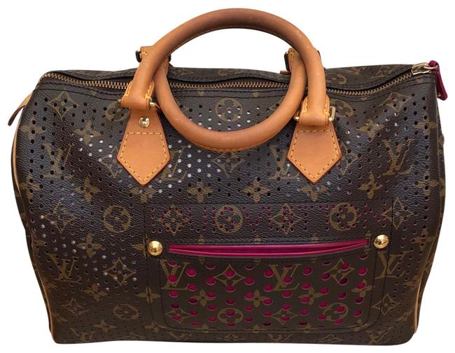 Louis Vuitton Speedy Perforated 30limited Brown Pink Leather Satchel