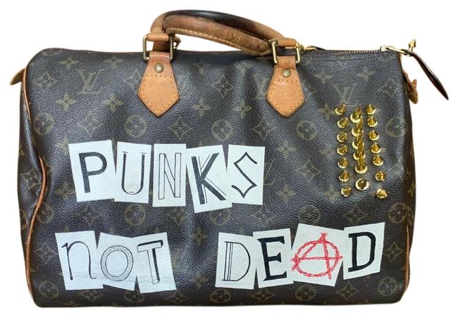Louis Vuitton Speedy Punks Not Dead and Spikes Brown Monogram Canvas Tote