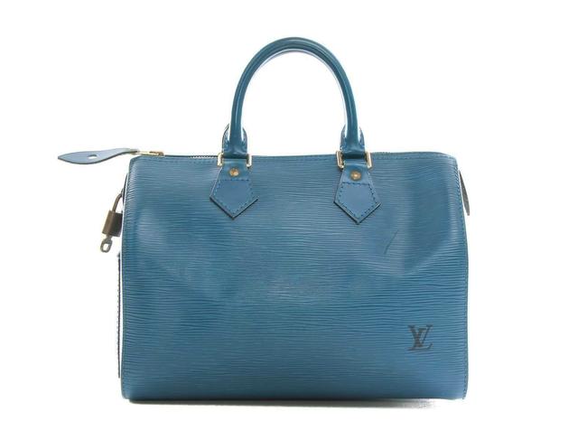 Louis Vuitton Speedy Toledo Epi Blue Leather Tote
