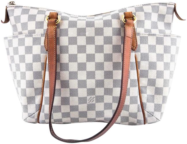Louis Vuitton Totally Damier Azur Mm White Coated Canvas Shoulder Bag