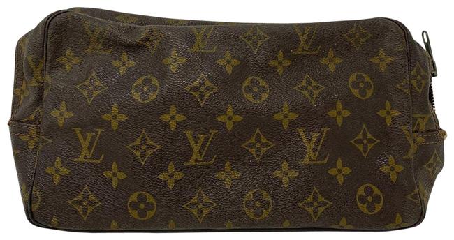 Louis Vuitton Trousse 28 Early Vintage Cosmetic Brown Monogram Canvas Clutch