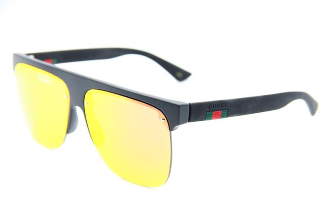 Gucci 001 Gg0171s Mens Core Matte Black Orange Gold Mirror Sunglasses