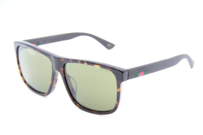 Gucci 003 Gg0010sa Havana Brown Rubber Green Lens Sunglasses